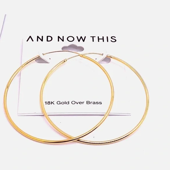 And Now This 18K Gold Over Brass 3" Hoop Earrings - Picture 1 of 4